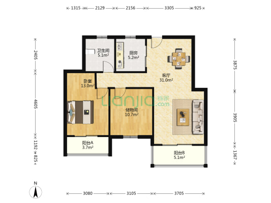 文苑世家 1室1厅1卫 89平方