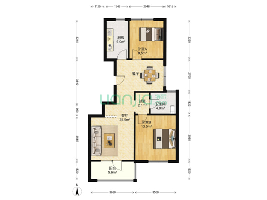 朗诗田园绿郡 2室1厅1卫 89平方