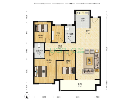 璟宸华府 4室1厅2卫 137平方