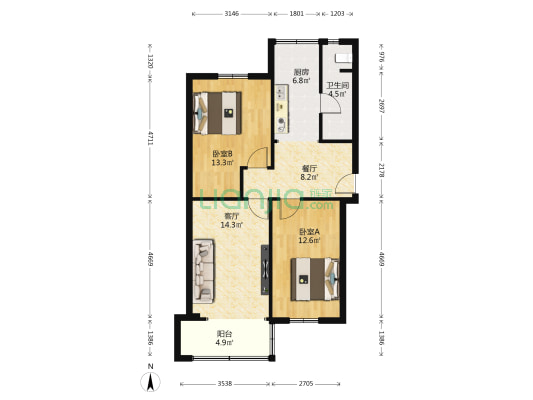 送变电社区 2室2厅1卫 76平方