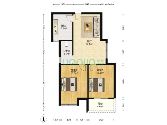 滨湖康园南区 2室1厅1卫 83平方