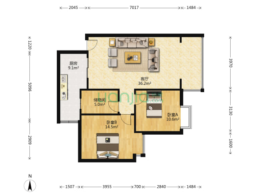 文沁园 2室1厅0卫 84平方