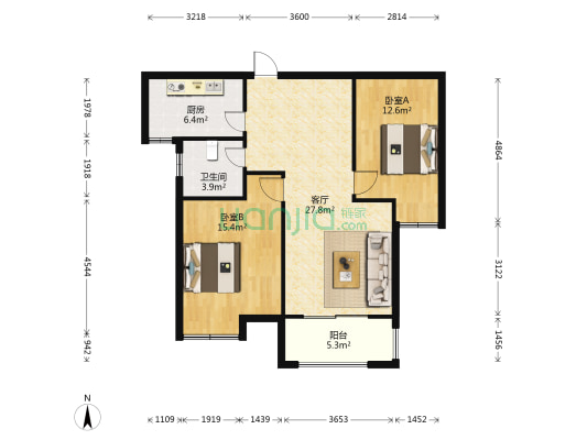 颍南春天 2室1厅1卫 94平方