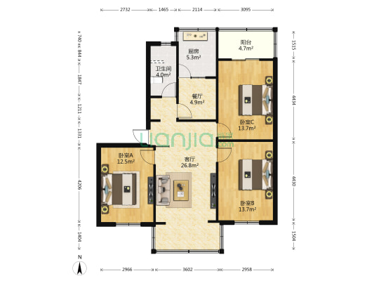 科华巷11号 3室2厅1卫 102平方