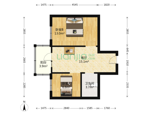 东直家园 2室1厅1卫 62平方
