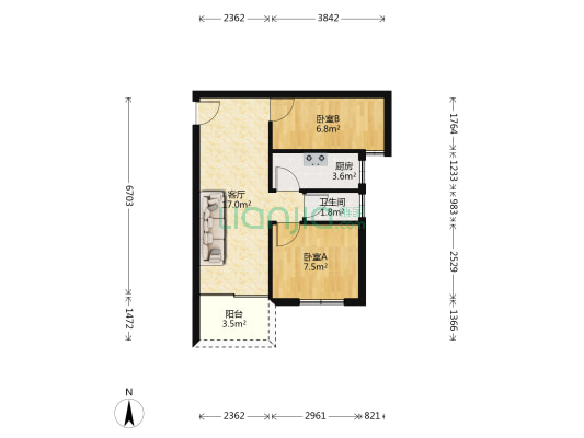 华鸿楼住宅 2室1厅1卫 60平方