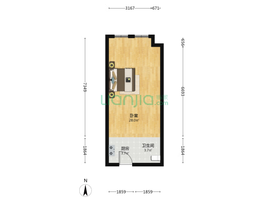 向善公馆 1室0厅1卫 55平方
