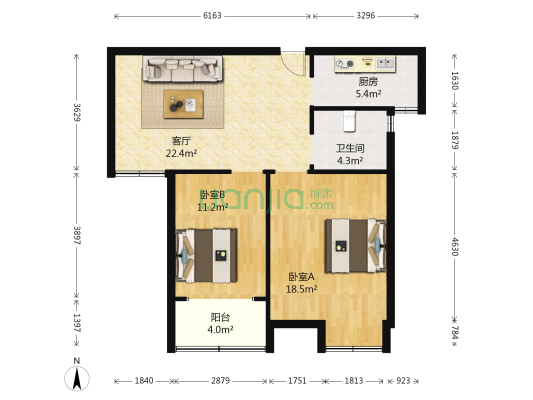 泉山荣邸 2室1厅1卫 81平方