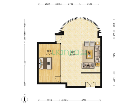 康桥商务广场 1室1厅0卫 53平方
