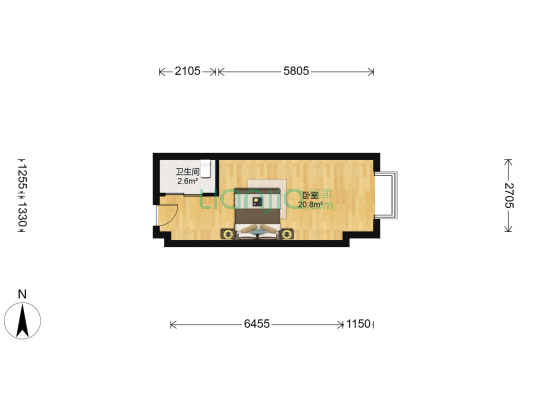 正贤聚大厦 1室0厅1卫 37平方