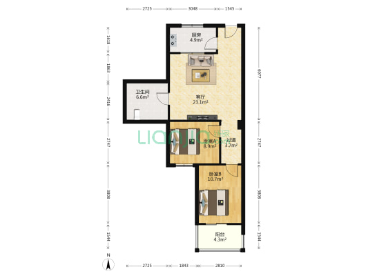 商贸小区 2室1厅1卫 89平方