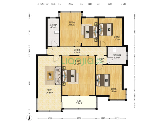 康盛苑 4室1厅2卫 148平方