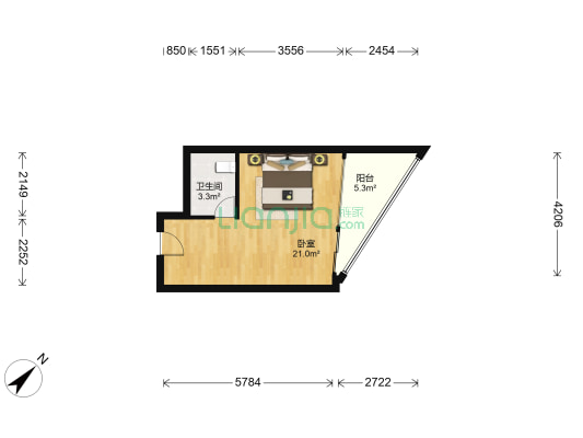 金色领地 1室0厅1卫 42平方