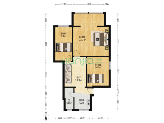 南北大街南二段50号 3室1厅1卫 75平方