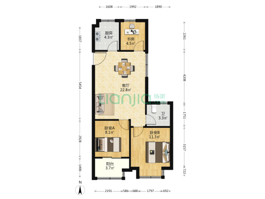禾晓雅苑 3室1厅1卫 80平方