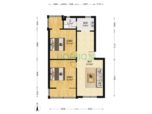 安康苑第三园 2室1厅1卫 80平方