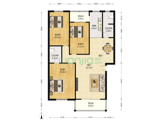 学府花园(二七) 3室1厅2卫 139平方