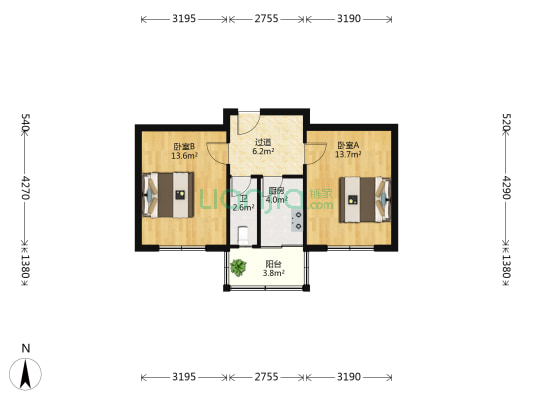交通局家属楼 2室0厅1卫 59平方