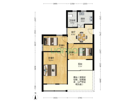 中国药科大学家属院 3室1厅1卫 64平方