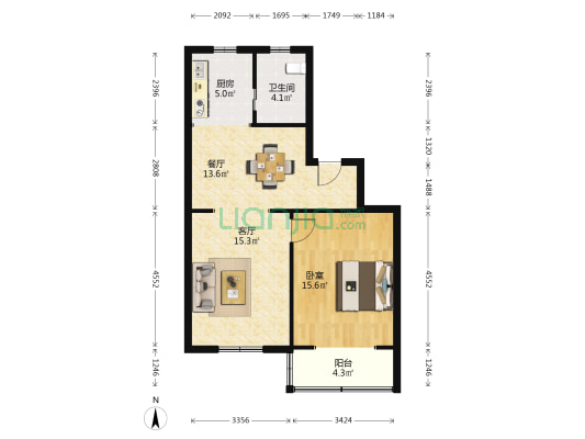 宝隆新村 1室2厅1卫 70平方