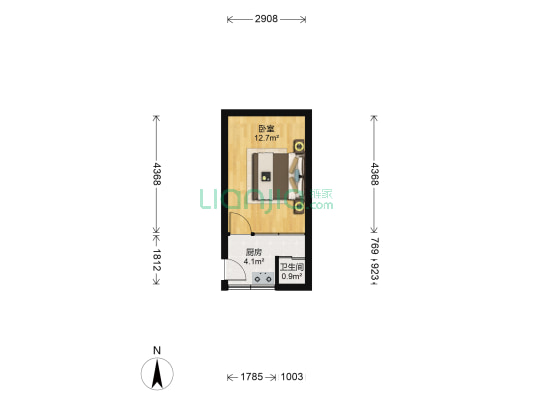 光彩胡同 1室0厅1卫 17平方