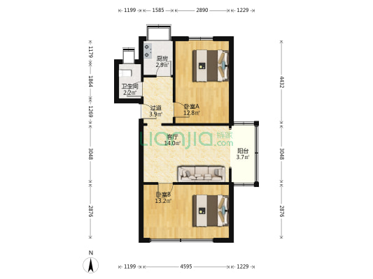 煤仓北路10号院 2室1厅1卫 51平方