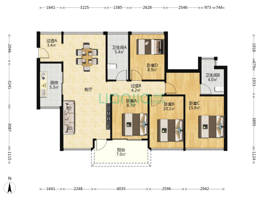 中信凯旋湾 4室1厅2卫 117平方