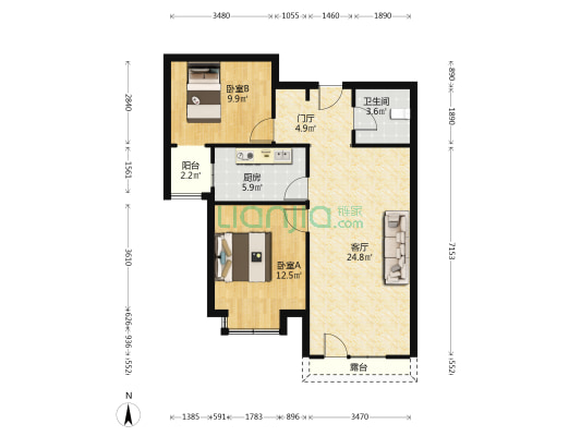 花园洋房社区 人车分流 拎包入住-户型图