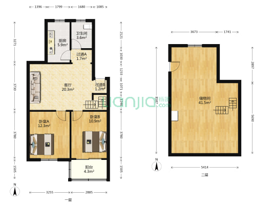 红旗村新楼 2室1厅1卫 75平方