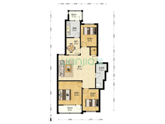 畜牧局小区 3室2厅1卫 105平方