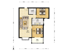 华阳路 全南2居 精装 房本满二年-涿州翔天万和城户型图