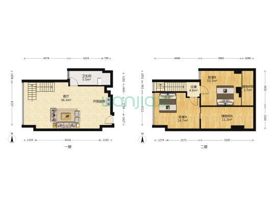 未来方舟F2组团 2室1厅1卫 67平方