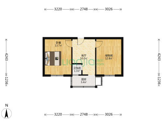 排水处宿舍 1室1厅1卫 54平方