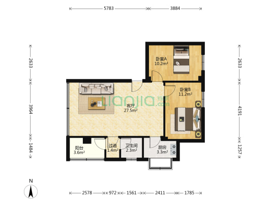 青年会家属院 2室1厅1卫 75平方