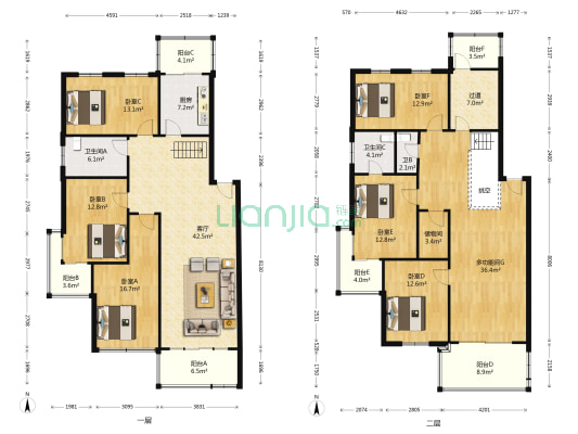 华居公寓 7室1厅3卫 124平方