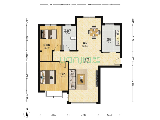 理工嘉苑 2室2厅1卫 113平方