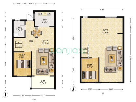 保利檀樾 2室2厅1卫 115平方