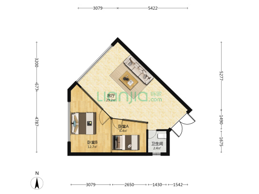 世欧广场 2室1厅1卫 85平方