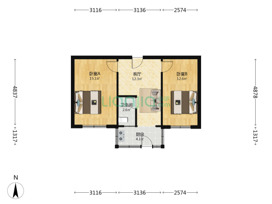 正阳楼 2室1厅1卫 55平方