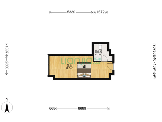 紫荆假日 1室0厅1卫 40平方