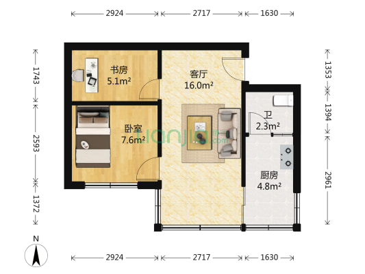 东晓花苑 2室1厅1卫 42平方