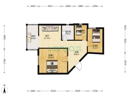 五里小区 3室1厅1卫 65平方