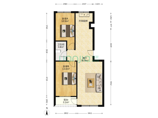 泰锋丽景城 2室1厅1卫 84平方