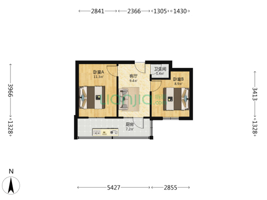 三五三八家属区西院 2室1厅1卫 47平方