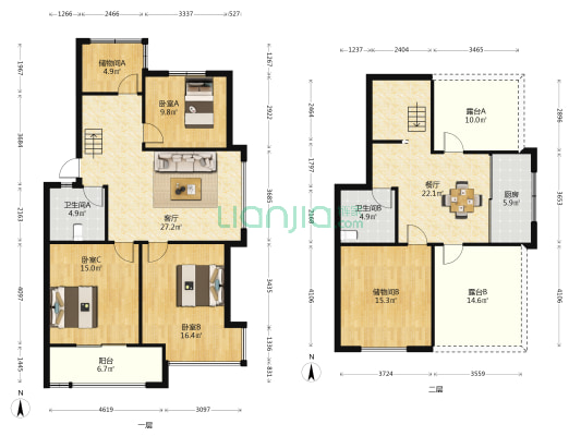 青山绿景苑 3室2厅2卫 93平方