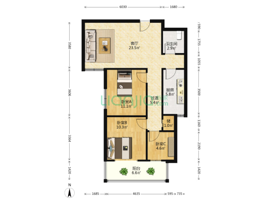 佳興園 3室1厅1卫 99平方
