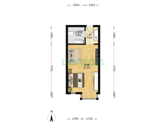 黄柏寺村 1室0厅1卫 42平方