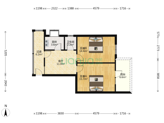 京汉街小区 2室1厅1卫 63平方
