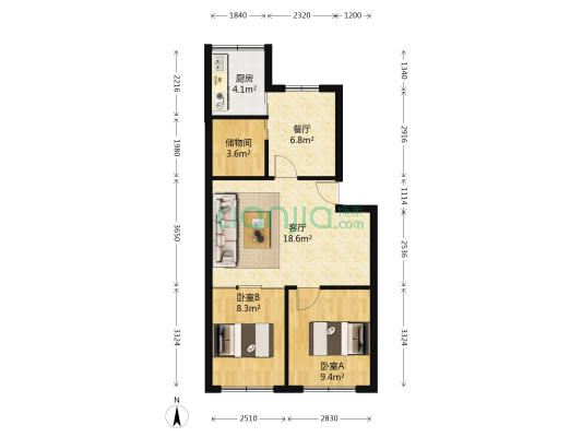 五一路老干部楼 2室2厅0卫 67平方