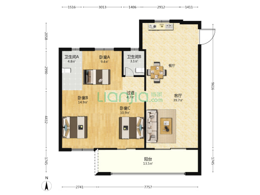 融顺公馆 3室1厅2卫 125平方